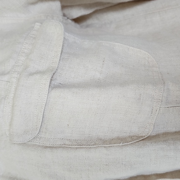 Madison & Max Women's Classic 100% Linen Beige Long Sleeve Button Down Blouse - Picture 2 of 13